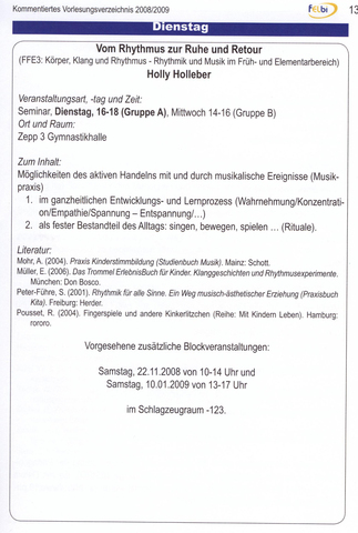 Vorlesungsverzeich homepage 2008