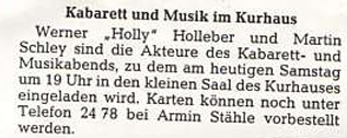 Kabarertt und musik im Kurhaus